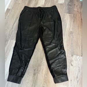 G by Giuliana Fuad Leather Black Jogger Pants